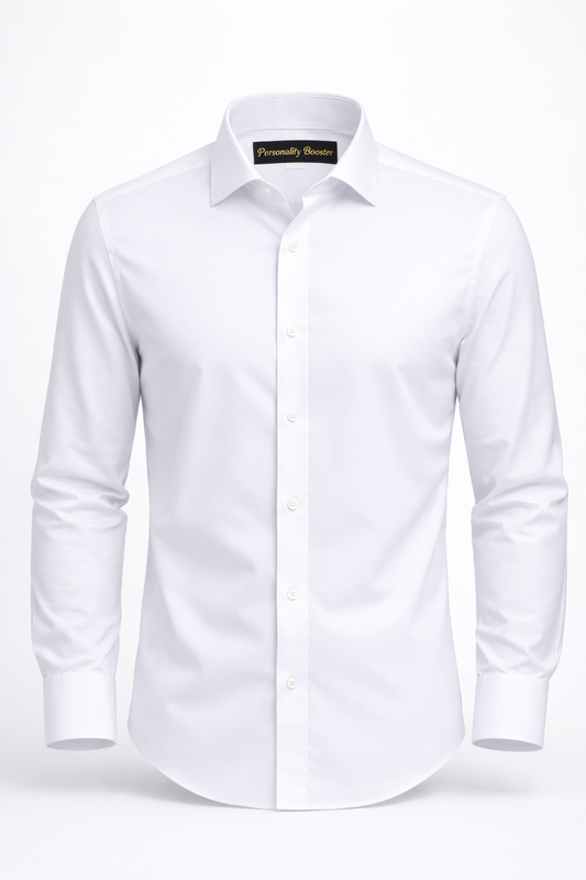 Premium Pure White Cotton Formal Shirt - Custom Tailored